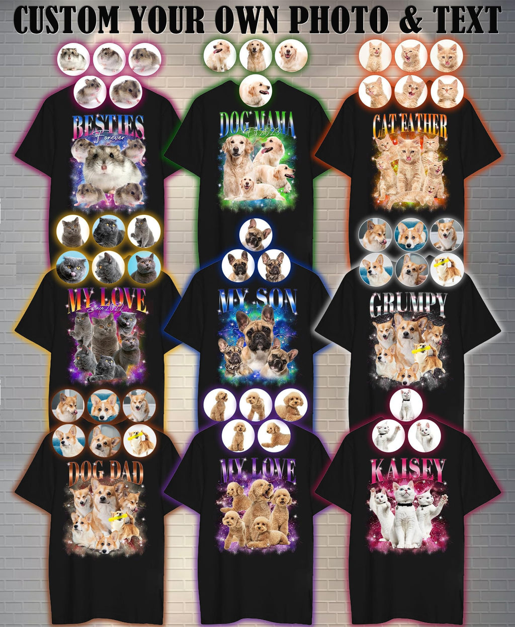 Custom Dog Bootleg Shirt, Custom Your Pet Photo Vintage Graphic Shirts, Personalize Dog Bootleg Retro 90's Tee Gift For Her, Pet Lover Shirt