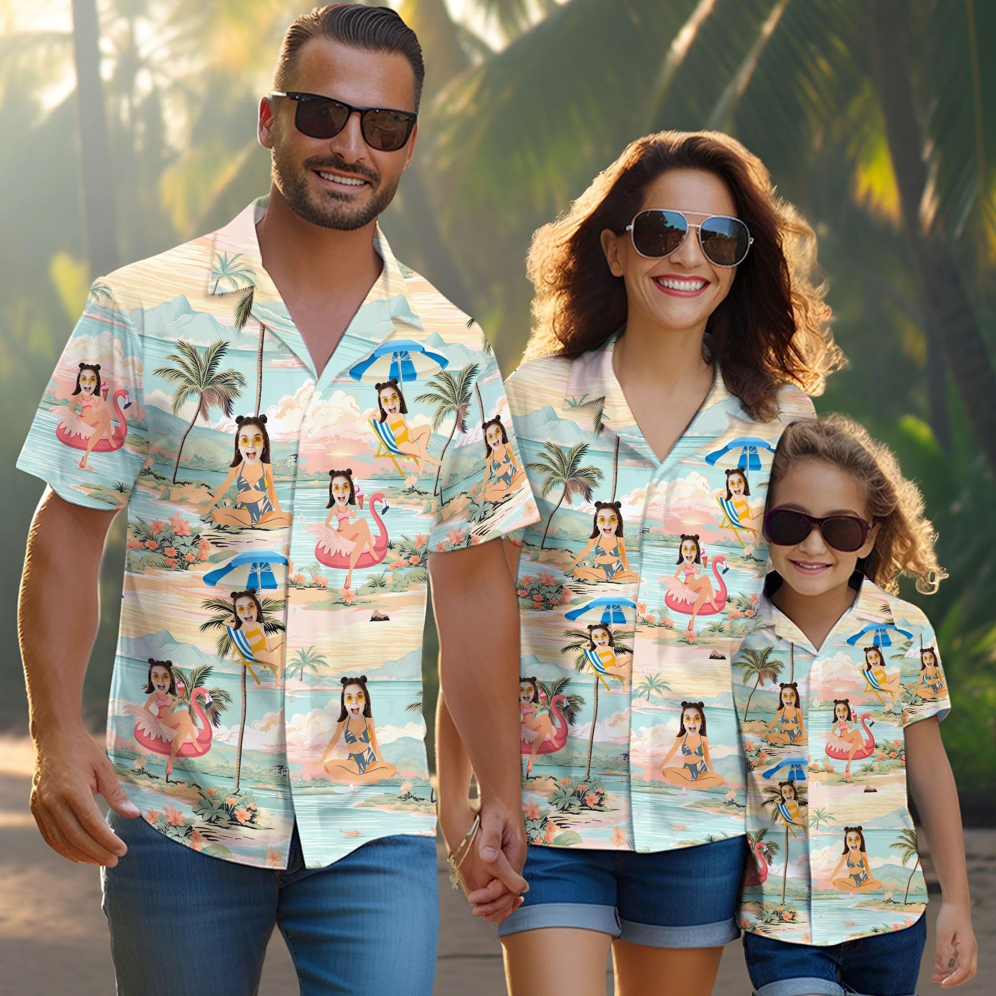 Custom Hawaiian Shirt with Face for Men Women, Personalized Hawaiian Gifts for Girlfriend Boyfriend Couple, Tropical Beach Button Down Shirt