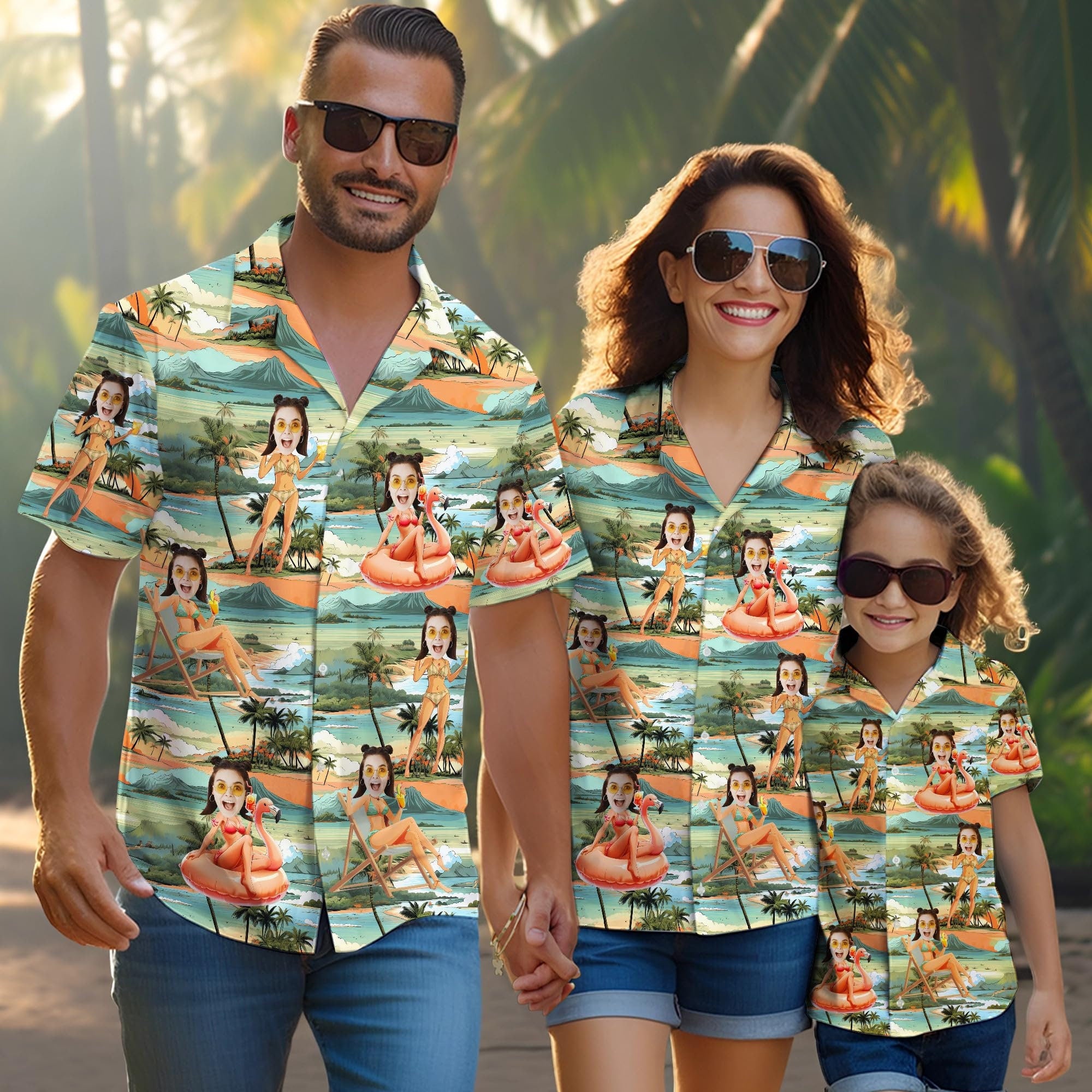 Custom Hawaiian Shirt with Face for Men Women, Personalized Hawaiian Gifts for Girlfriend Boyfriend Couple, Tropical Beach Button Down Shirt