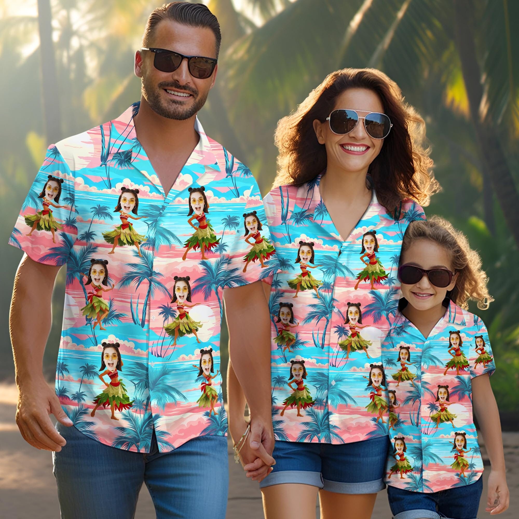 Custom Hawaiian Shirt with Face for Men Women, Personalized Hawaiian Gifts for Girlfriend Boyfriend Couple, Tropical Beach Button Down Shirt