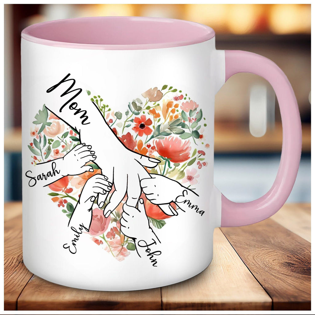 Personalized Grandma Mug with GrandKid's Hands, Customized Mothers Day Coffee Cup Holding kid hands Grandma Mug Gift for Mama Nana Mimi Gigi