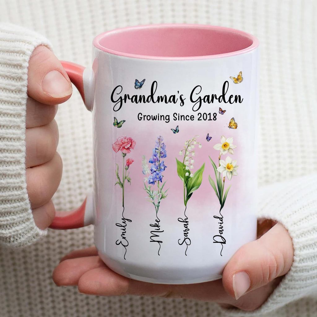 Personalized Grandma Mug with Custom Kid Names and Text, Custom Grandma's Garden Mug, Grandmas Garden With Grandkids Name, Mother's Day Gift