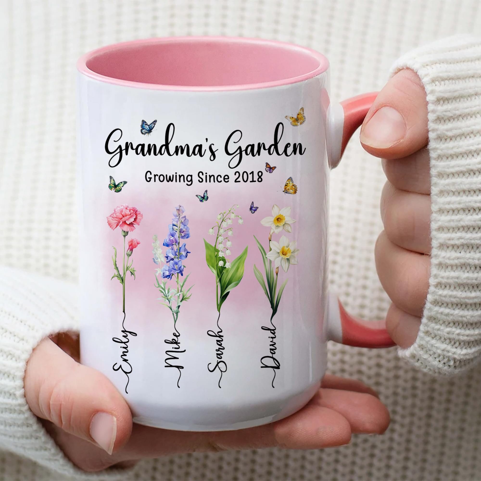 Personalized Grandma Mug with Custom Kid Names and Text, Custom Grandma's Garden Mug, Grandmas Garden With Grandkids Name, Mother's Day Gift