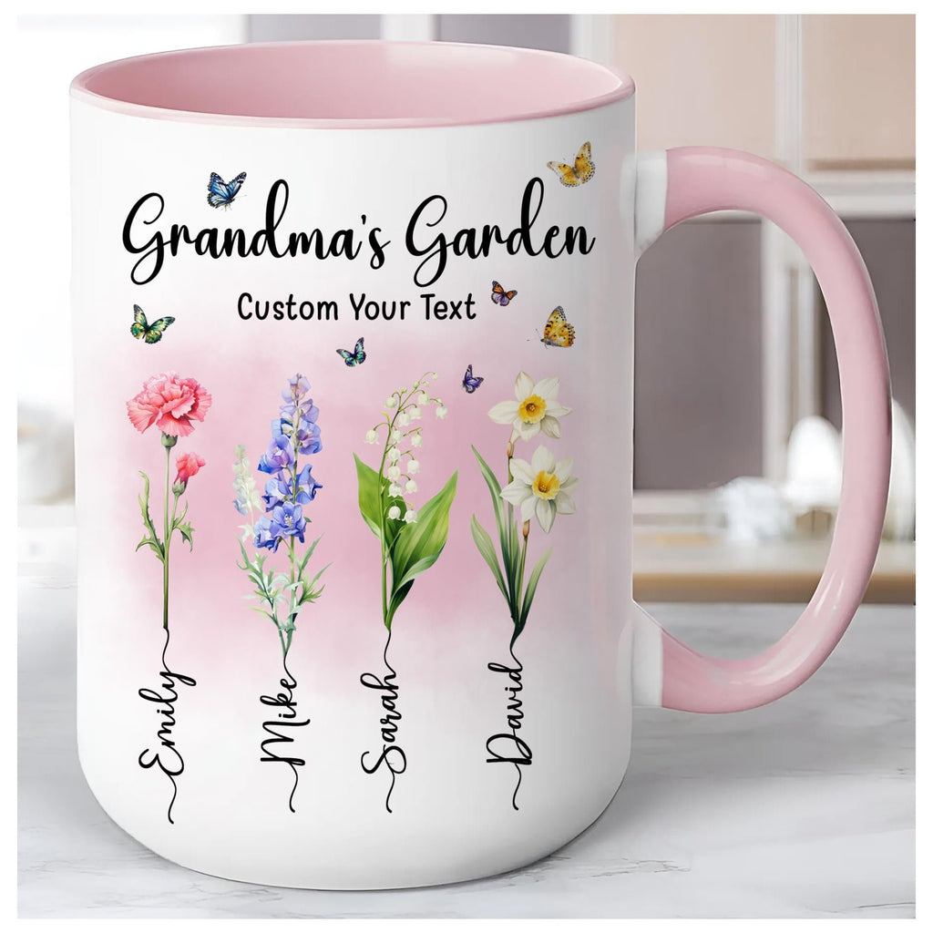Personalized Grandma Mug with Custom Kid Names and Text, Custom Grandma's Garden Mug, Grandmas Garden With Grandkids Name, Mother's Day Gift