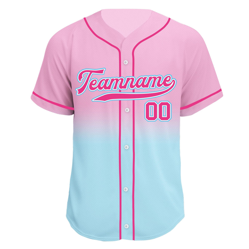 Printed Gradient Custom Baseball Jersey with Name, Personalized Jersey Shirt for Men Women Youth, Gift for Baseball Fans Light Pink Blue