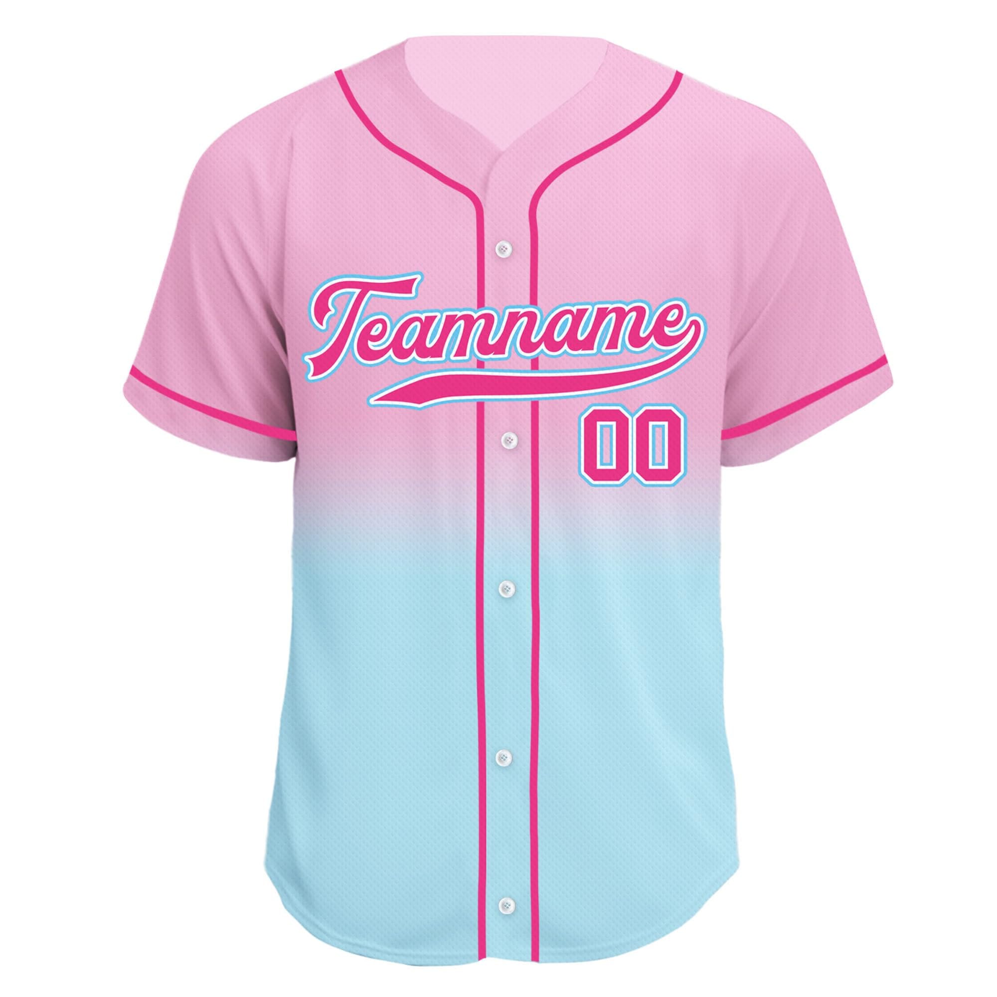 Printed Gradient Custom Baseball Jersey with Name, Personalized Jersey Shirt for Men Women Youth, Gift for Baseball Fans Light Pink Blue