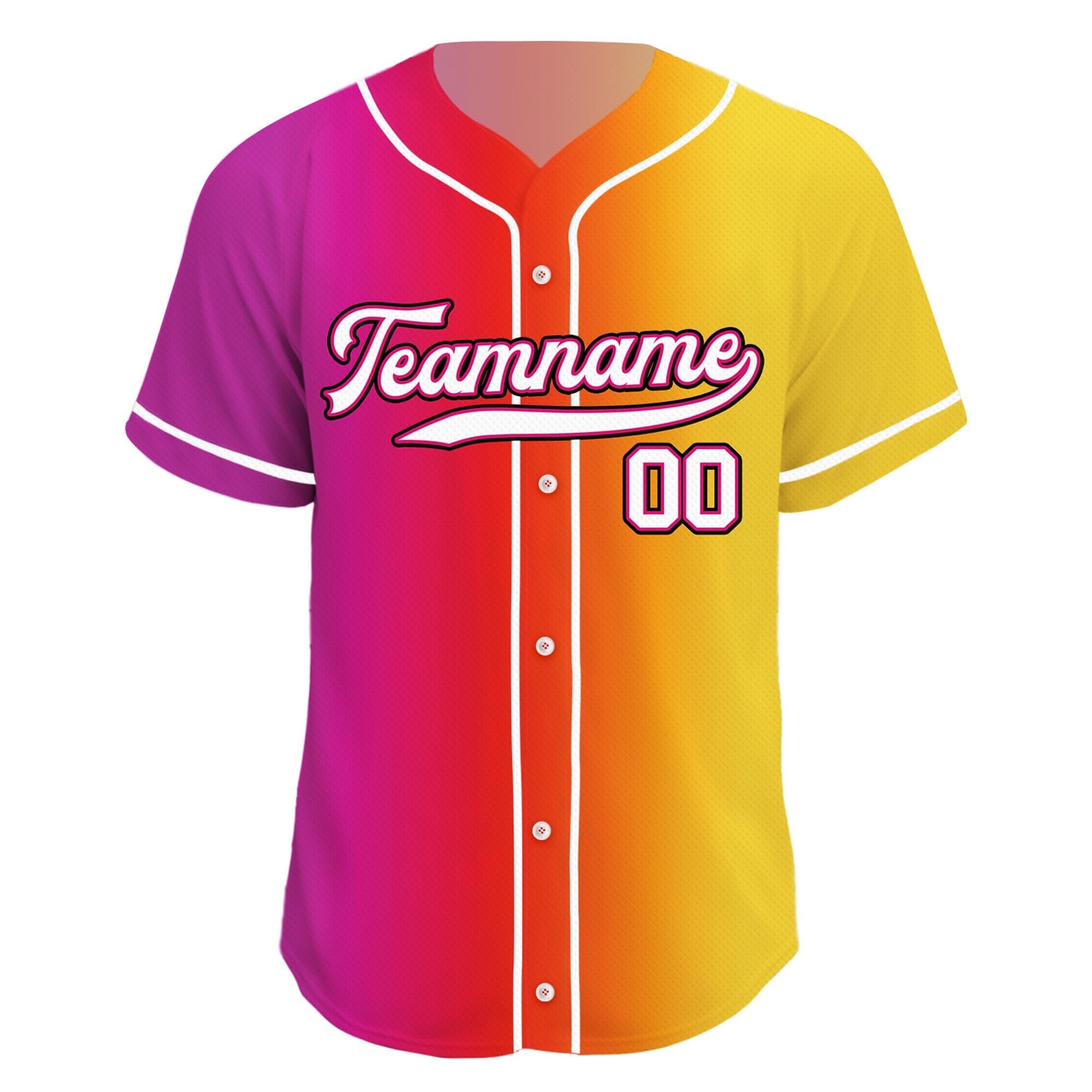 Printed Gradient Custom Baseball Jersey with Teamname Name Number, Jerseys Shirt for Men Women Youth Gifts for Baseball Fans Pink Red Yellow