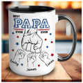 Custom Papa Mugs with Kid's Name, Personalized Mug For Dad on Fathers Day, Best Papa Mug Ideal Gift From Kid, Dad Coffee Mug With Kids Hands
