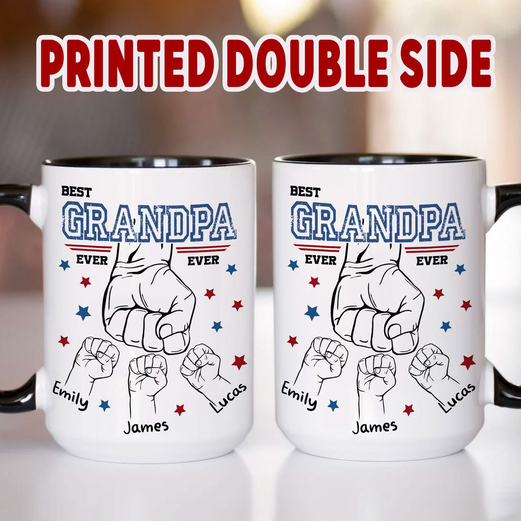 Custom Grandpa Mug with Kid Name, Personalized Mug For Grandpa on Fathers Day, Best Grandpa Mug Ideal Gift From Kid, Dad Mug With Kids Hands