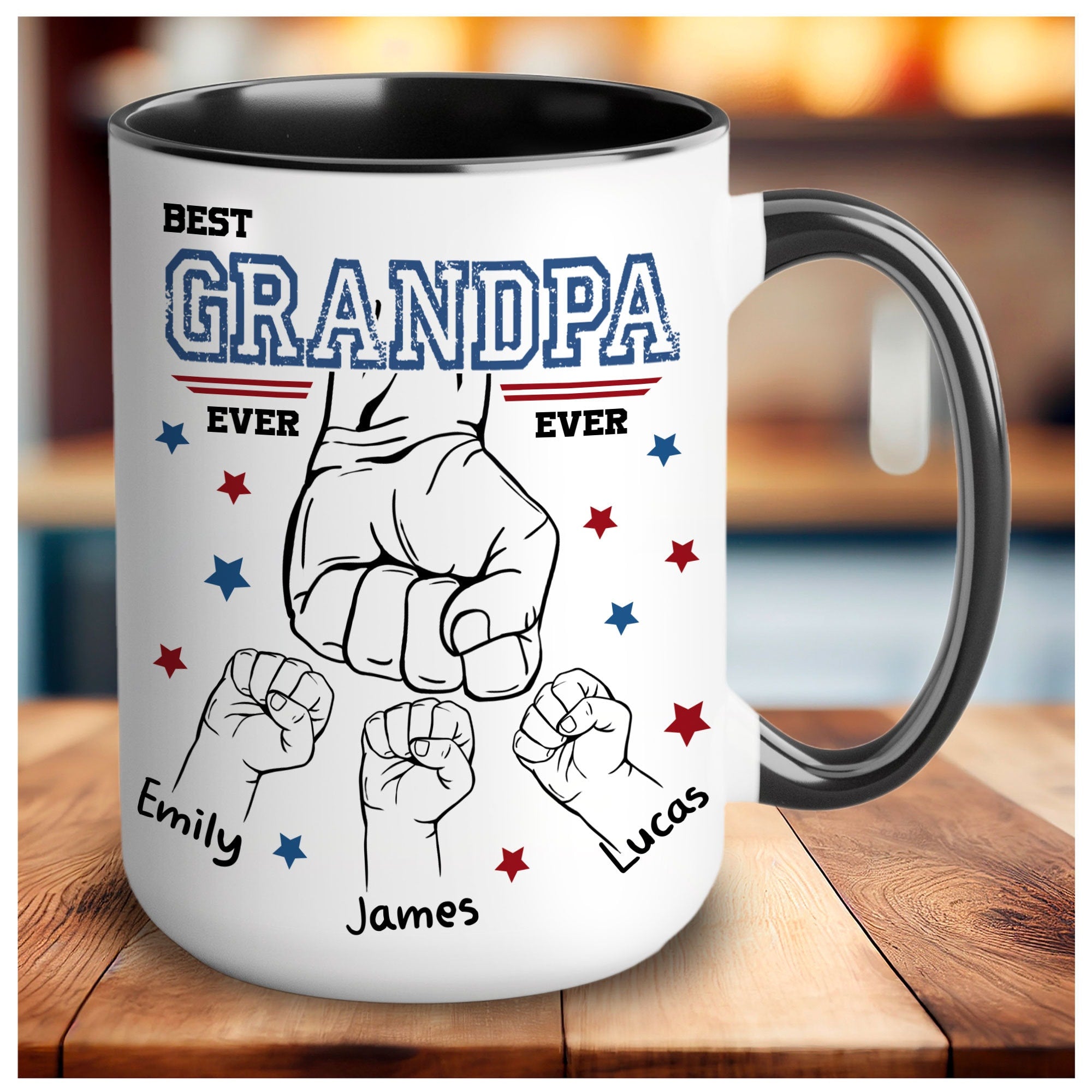 Custom Grandpa Mug with Kid Name, Personalized Mug For Grandpa on Fathers Day, Best Grandpa Mug Ideal Gift From Kid, Dad Mug With Kids Hands