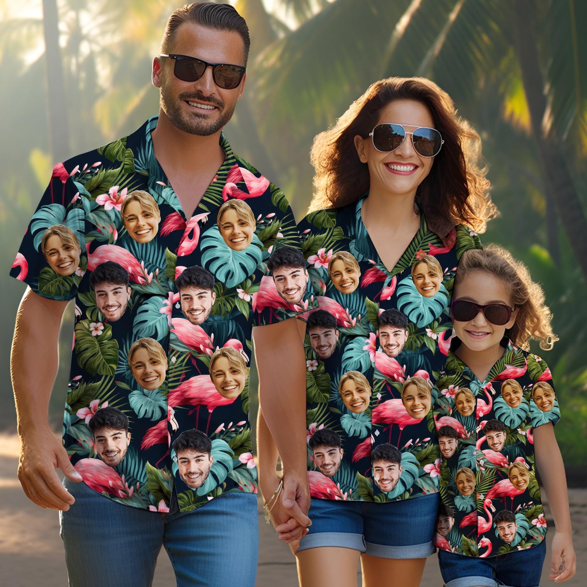 Hawaiian Shirt with Custom Face for Men Women Youth Kid Personalized Hawaiian Gift for Girlfriend Boyfriend Tropical Beach Button Down Shirt