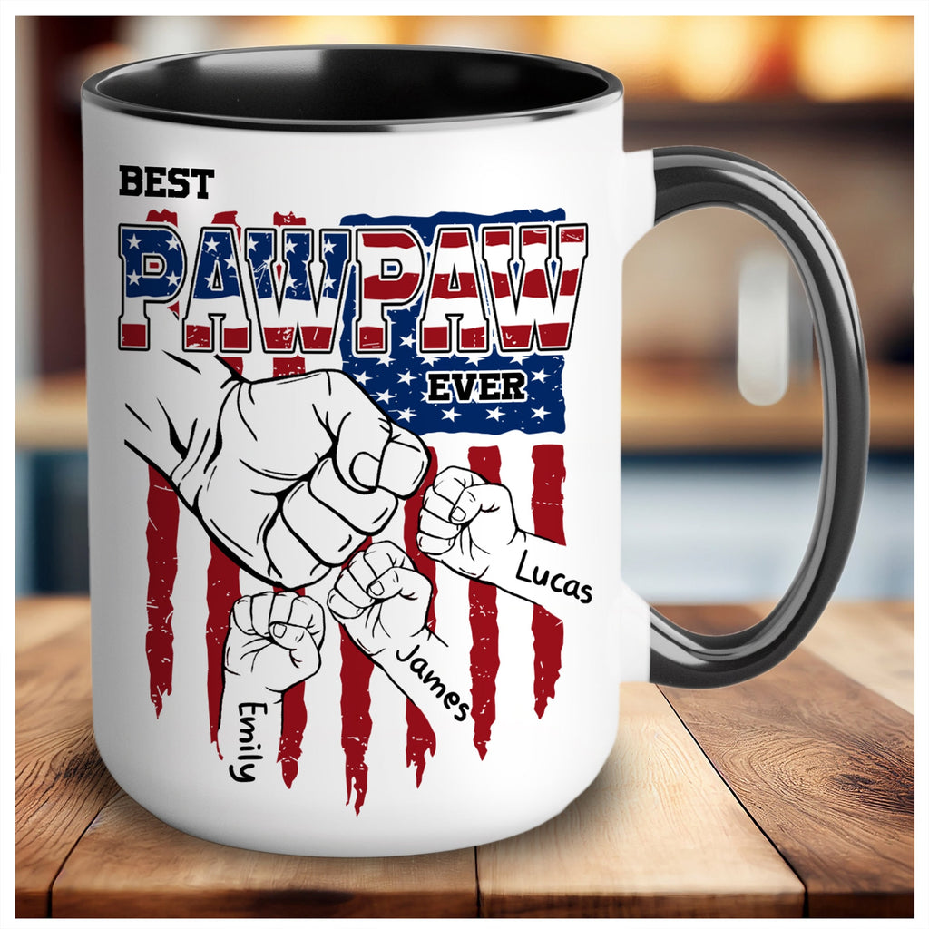Custom Pawpaw Mug with Kid Name, Personalized Mug For Grandpa on Fathers Day, Best Grandpa Mug Ideal Gift From Kid, Dad Mug With Kids Hands