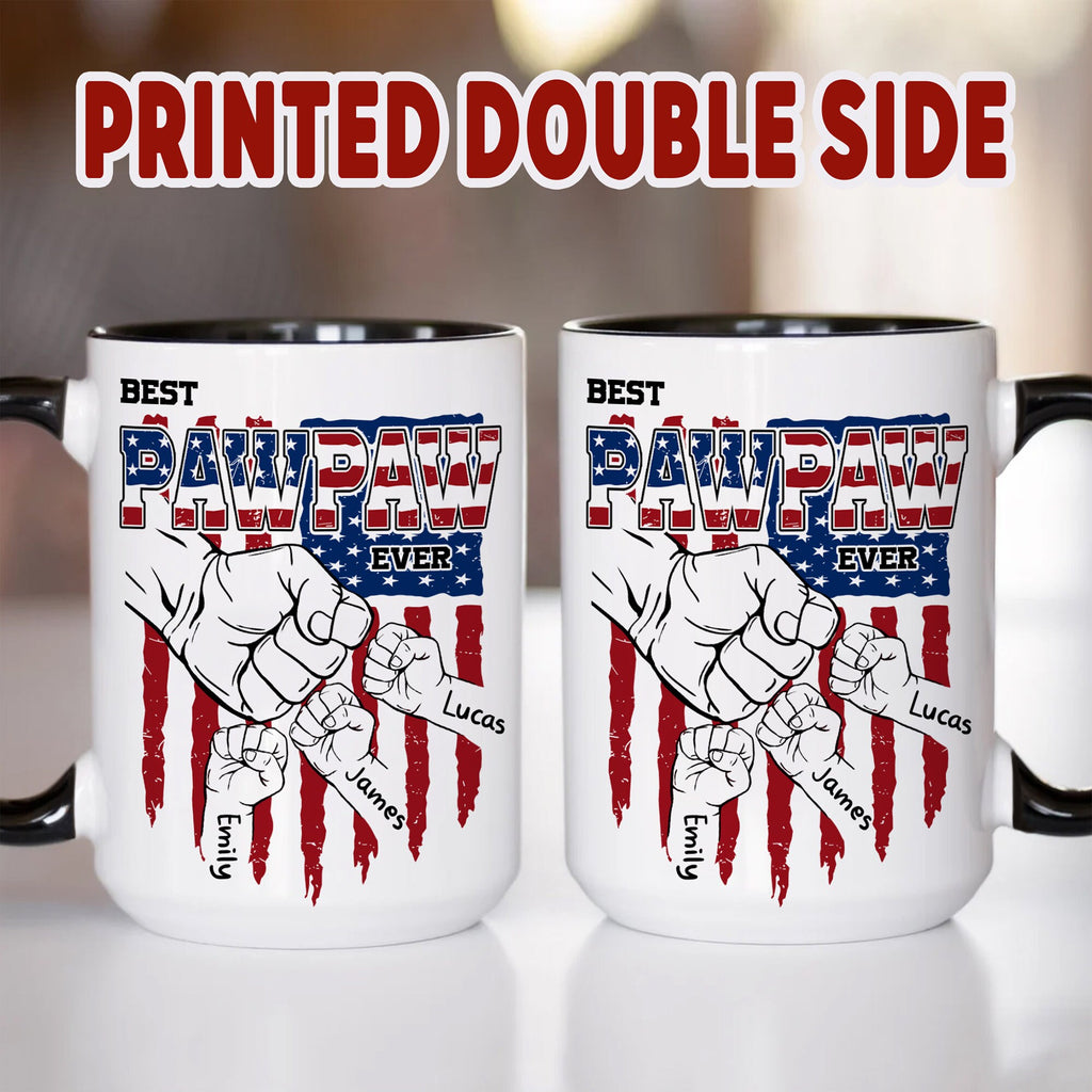 Custom Pawpaw Mug with Kid Name, Personalized Mug For Grandpa on Fathers Day, Best Grandpa Mug Ideal Gift From Kid, Dad Mug With Kids Hands