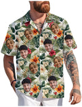 Hawaiian Shirt with Custom Face for Men Women Youth Kid Personalized Hawaiian Gift for Girlfriend Boyfriend Tropical Beach Button Down Shirt