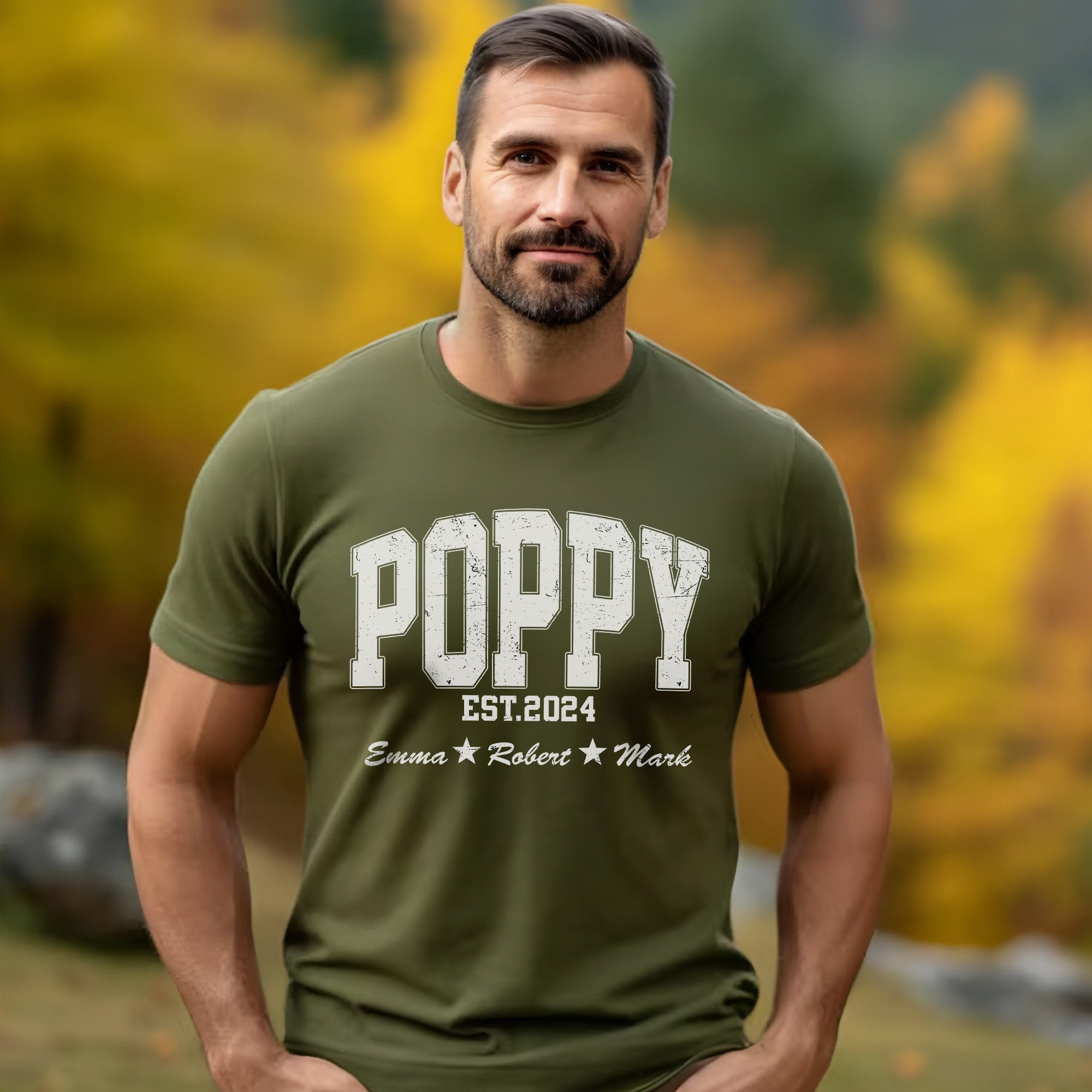 Custom Grandpa Shirt with Kid's Name, Personalized Fathers Day Shirts for Dad Grandpa, Custom Dad Shirt for Men, Grandpa Est 2024 Shirt