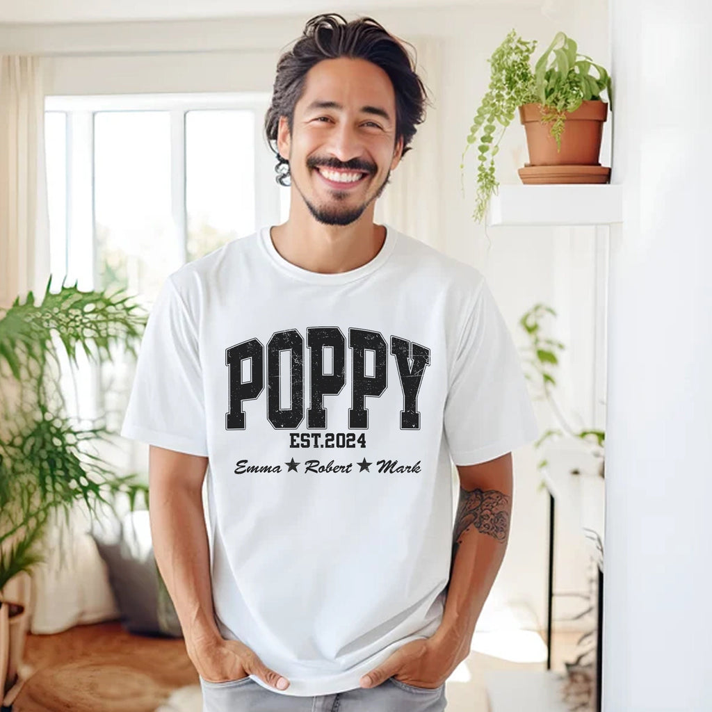 Custom Grandpa Shirt with Kid's Name, Personalized Fathers Day Shirts for Dad Grandpa, Custom Dad Shirt for Men, Grandpa Est 2024 Shirt