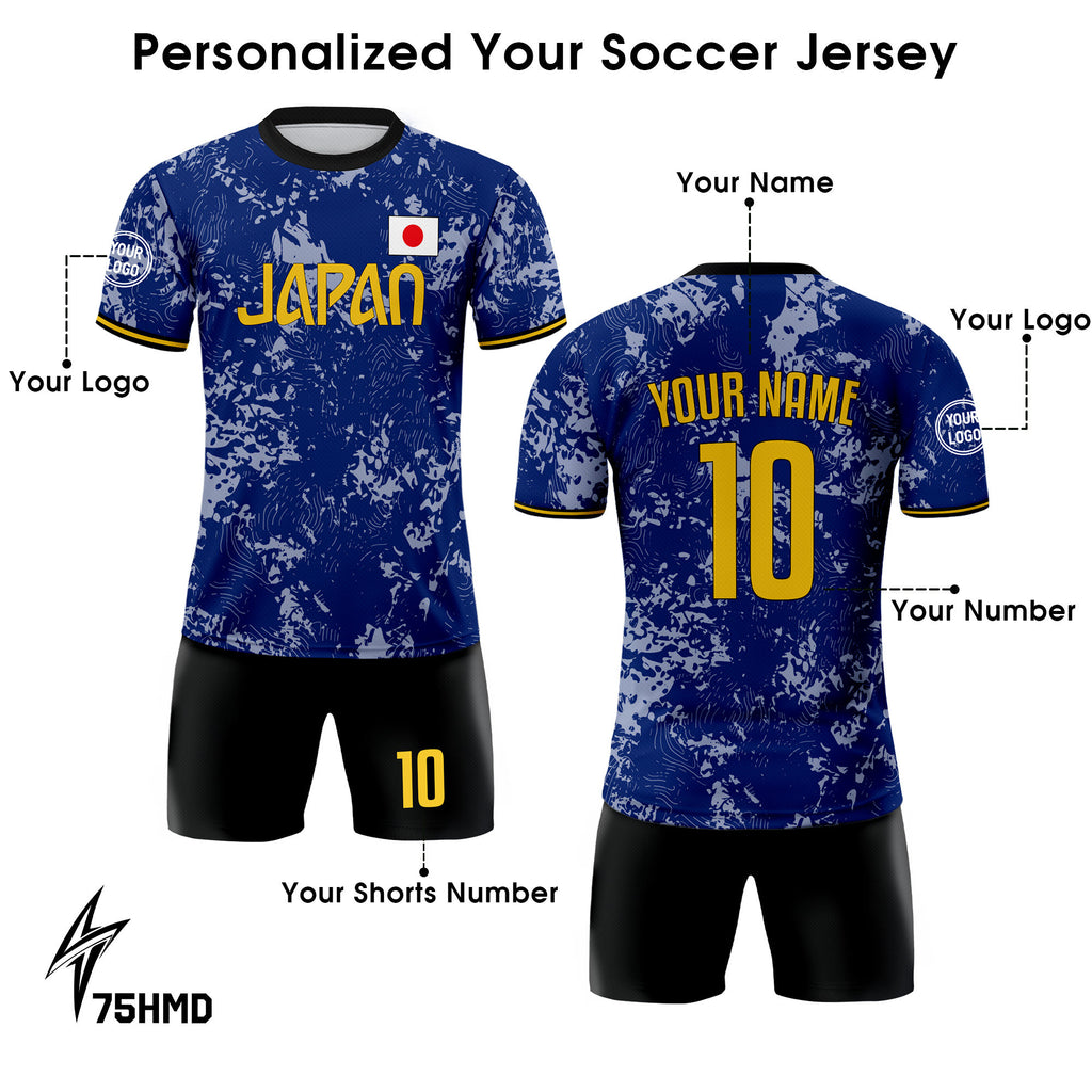 Custom Japan Soccer Jersey for Men Women Youth Kid Team Shirt for Fans Player Personalized Name Number Logo National Soccer Jersey Shirt
