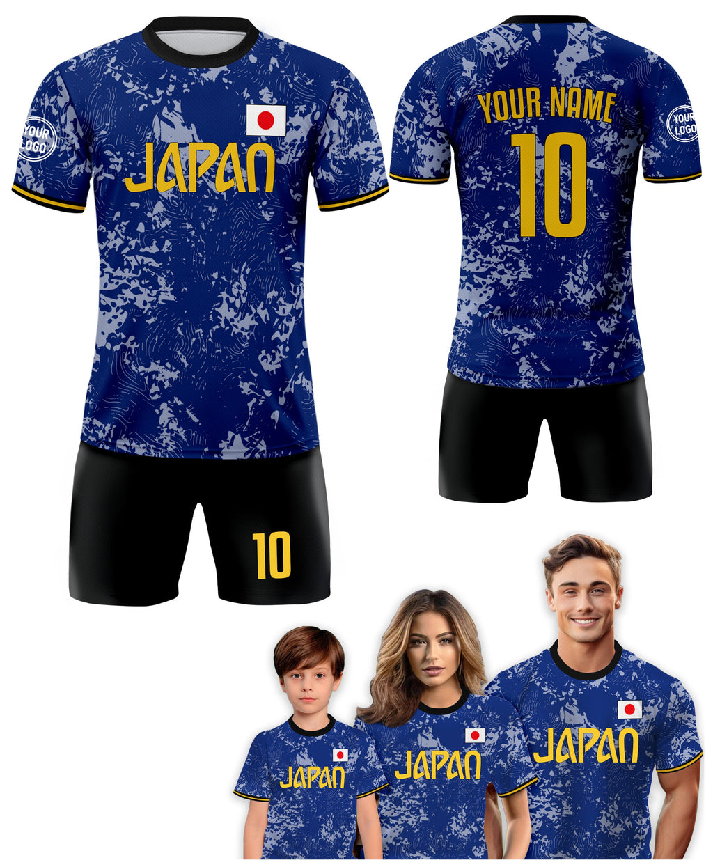 Custom Japan Soccer Jersey for Men Women Youth Kid Team Shirt for Fans Player Personalized Name Number Logo National Soccer Jersey Shirt