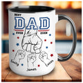 Custom Dad Mugs with Kid's Name, Personalized Mug For Dad on Fathers Day, Best Dad Mug Ideal Gift From Son Daughter, Dad Mug With Kid Hands