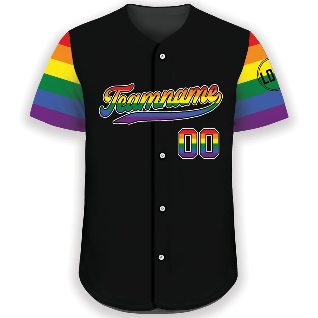 Custom LGBTQ Pride Month Baseball Jersey with Teamname Name Number, Rainbow Pride Jersey for LGBT, Personalized LGBT Team Baseball Jersey