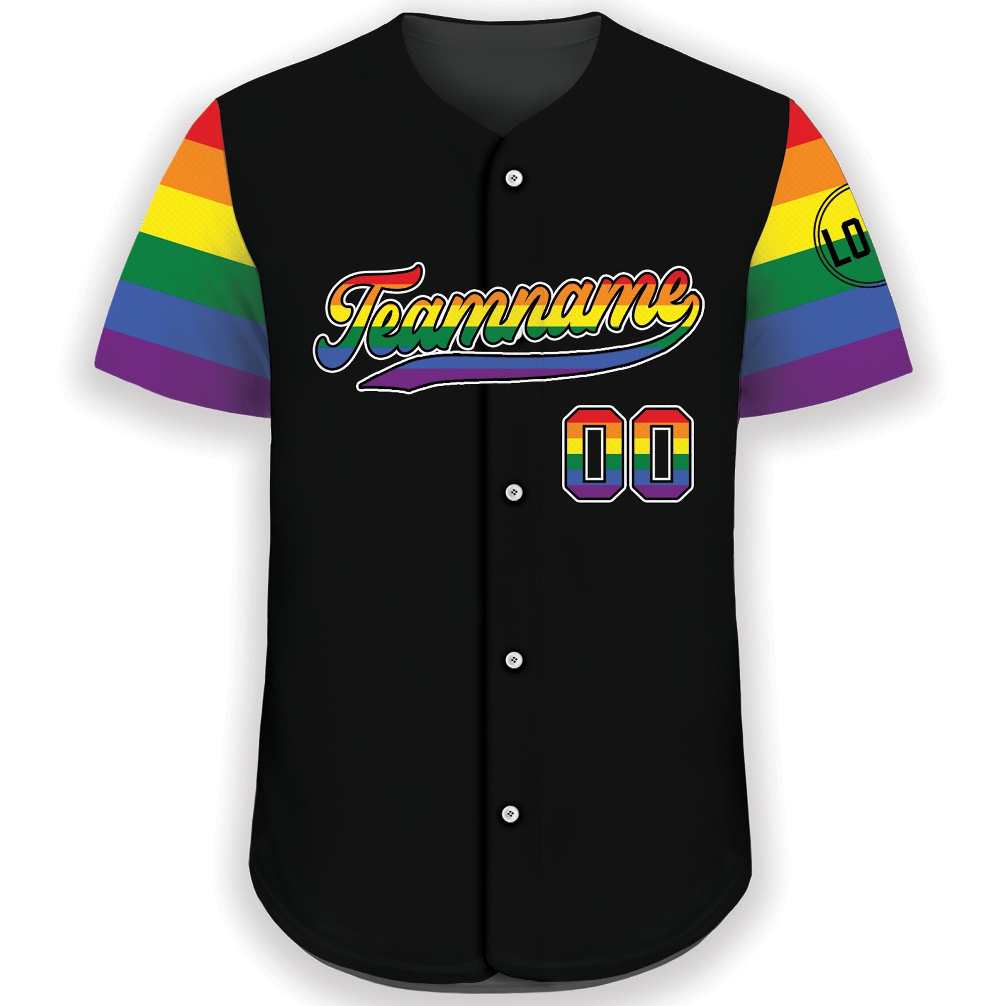 Custom LGBTQ Pride Month Baseball Jersey with Teamname Name Number, Rainbow Pride Jersey for LGBT, Personalized LGBT Team Baseball Jersey