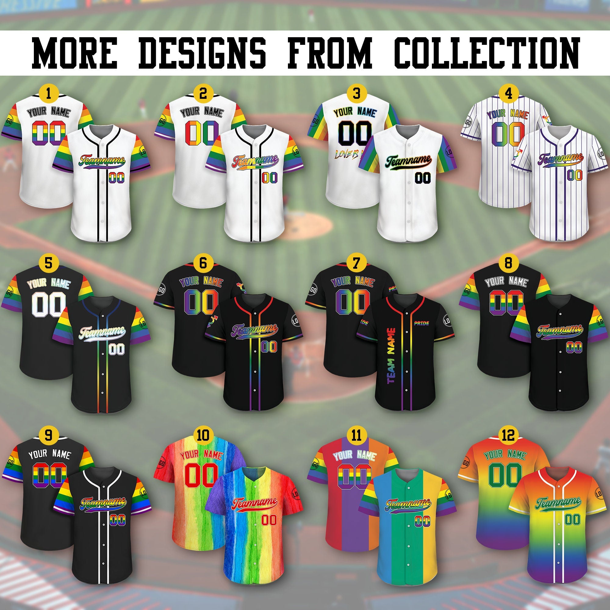 Custom Rainbow LGBTQ Pride Month Baseball Shirt, Custom Name Rainbow Pride Jersey for LGBT Lovers, Personalized LGBT Team Baseball Jersey