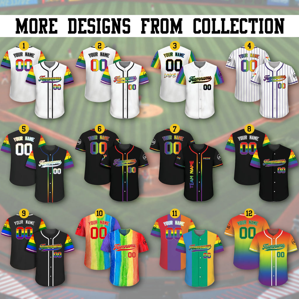 Custom Rainbow LGBTQ Pride Month Baseball Shirt, Custom Name Rainbow Pride Jersey for LGBT Lovers, Personalized LGBT Team Baseball Jersey