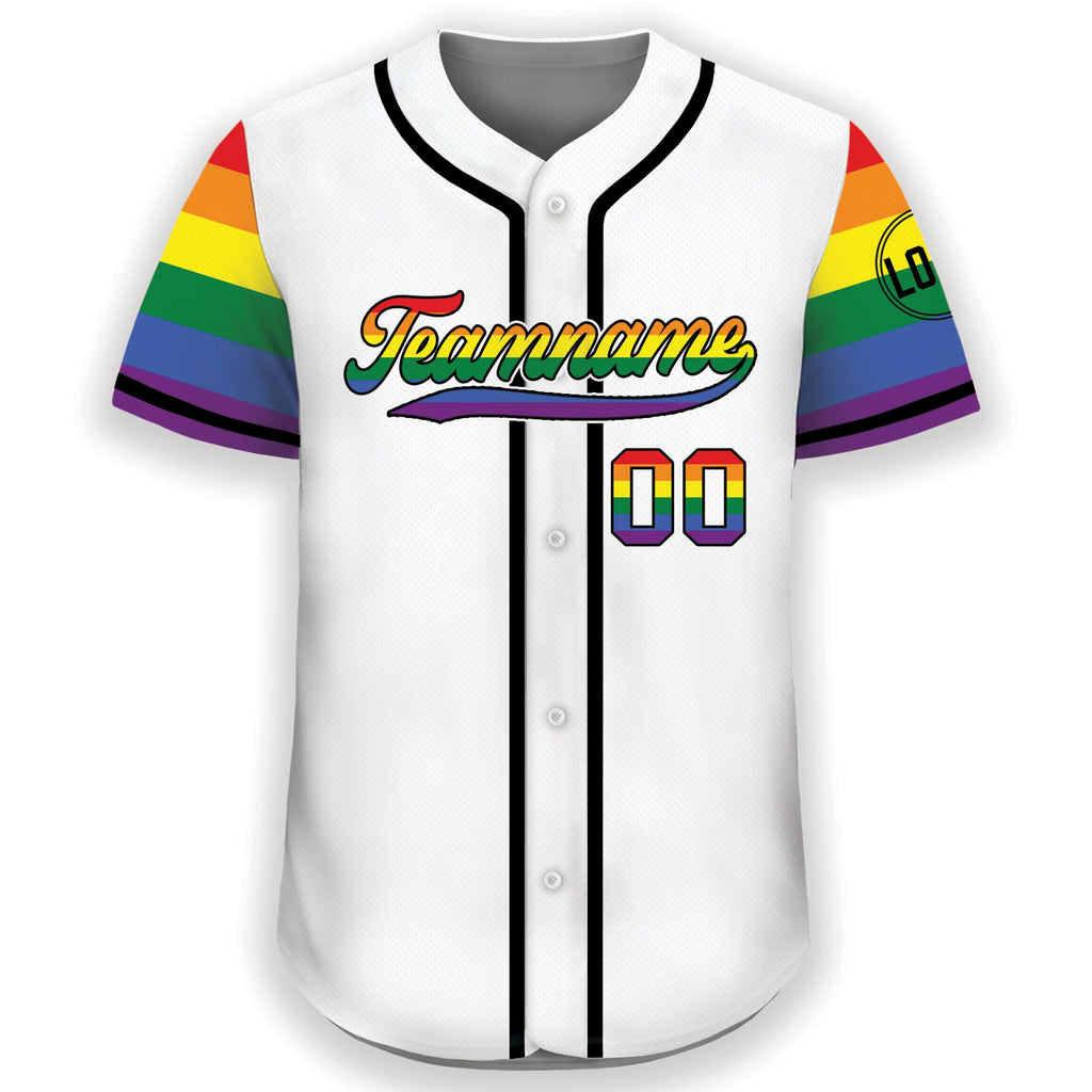 Custom LGBTQ Pride Month Baseball Jersey with Teamname Name Number, Rainbow Pride Jersey for LGBT, Personalized LGBT Team Baseball Jersey