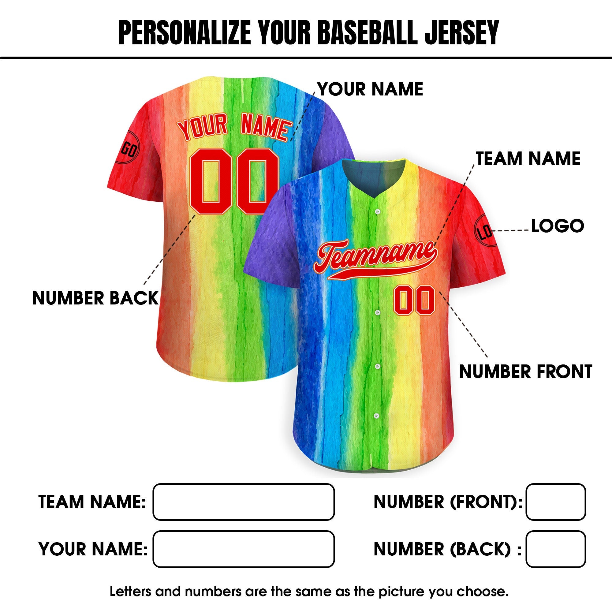 Custom LGBTQ Pride Month Baseball Jersey with Teamname Name Number, Rainbow Pride Jersey for LGBT, Personalized LGBT Team Baseball Jersey