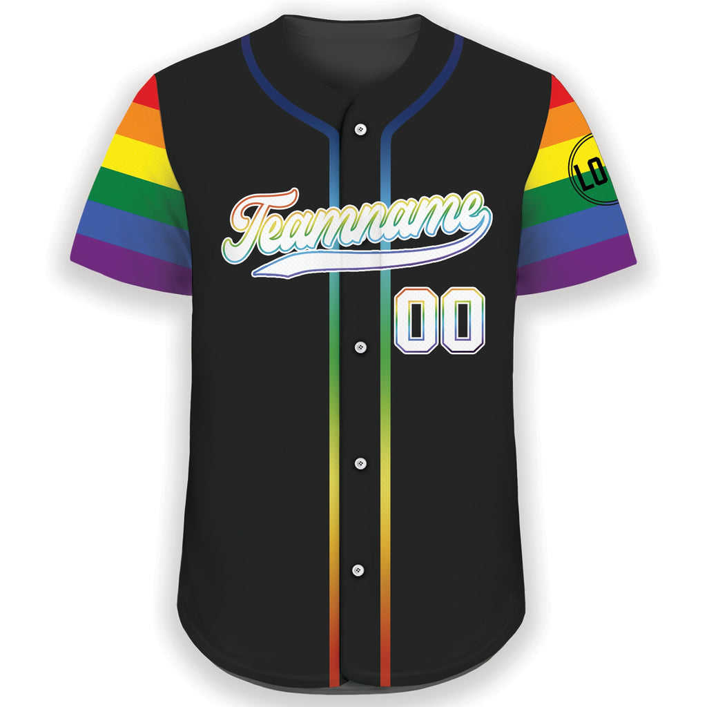 Custom Rainbow LGBTQ Pride Month Baseball Shirt, Custom Name Rainbow Pride Jersey for LGBT Lovers, Personalized LGBT Team Baseball Jersey
