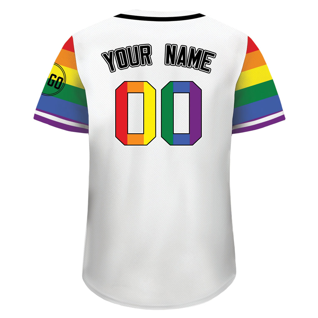 Custom Rainbow LGBTQ Pride Month Baseball Shirt, Custom Name Rainbow Pride Jersey for LGBT Lovers, Personalized LGBT Team Baseball Jersey