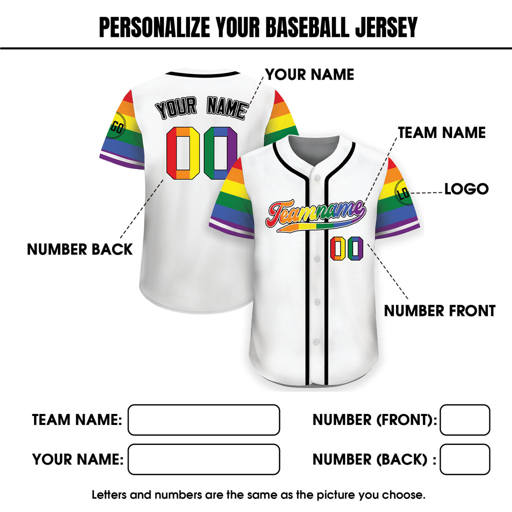 Custom Rainbow LGBTQ Pride Month Baseball Shirt, Custom Name Rainbow Pride Jersey for LGBT Lovers, Personalized LGBT Team Baseball Jersey