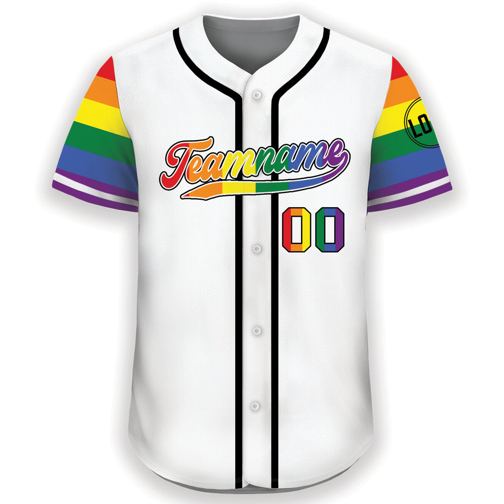 Custom Rainbow LGBTQ Pride Month Baseball Shirt, Custom Name Rainbow Pride Jersey for LGBT Lovers, Personalized LGBT Team Baseball Jersey
