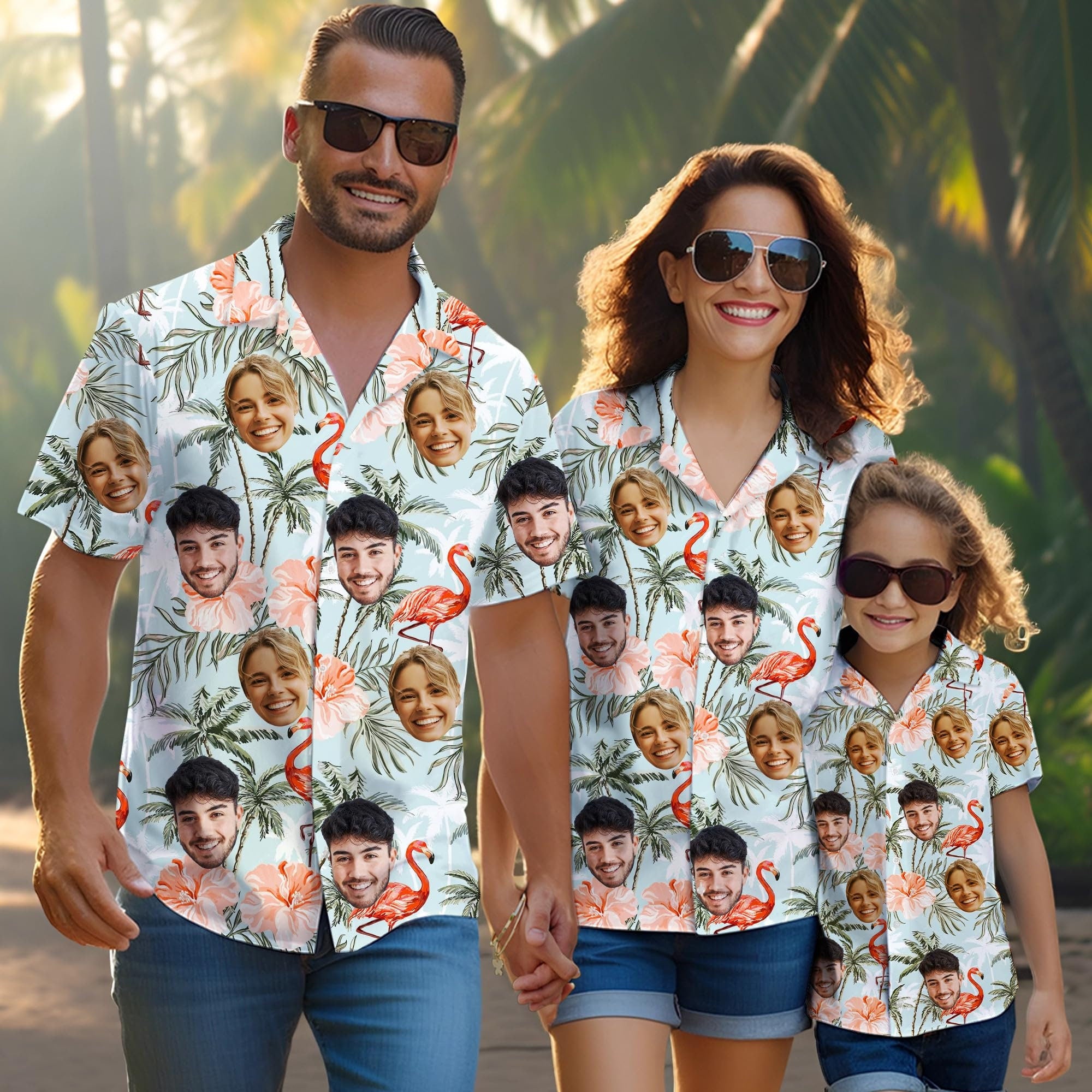 Hawaiian Shirt with Custom Face for Men Women Youth Kid Personalized Hawaiian Gift for Girlfriend Boyfriend Tropical Beach Button Down Shirt