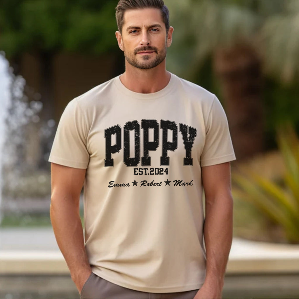 Custom Grandpa Shirt with Kid's Name, Personalized Fathers Day Shirts for Dad Grandpa, Custom Dad Shirt for Men, Grandpa Est 2024 Shirt