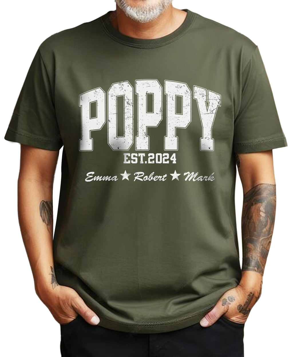 Custom Grandpa Shirt with Kid's Name, Personalized Fathers Day Shirts for Dad Grandpa, Custom Dad Shirt for Men, Grandpa Est 2024 Shirt