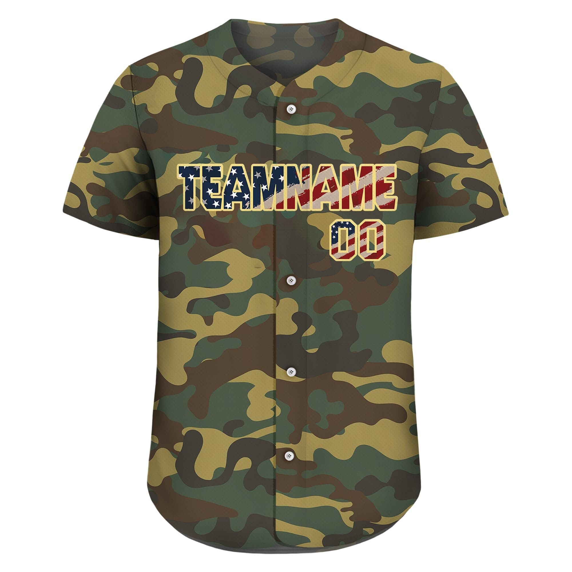 Personalized Camo Baseball Jersey, Custom Jerseys Shirt for Men Women, Gifts for Veteran Baseball Fans Camouflage Button Down Jersey Shirt