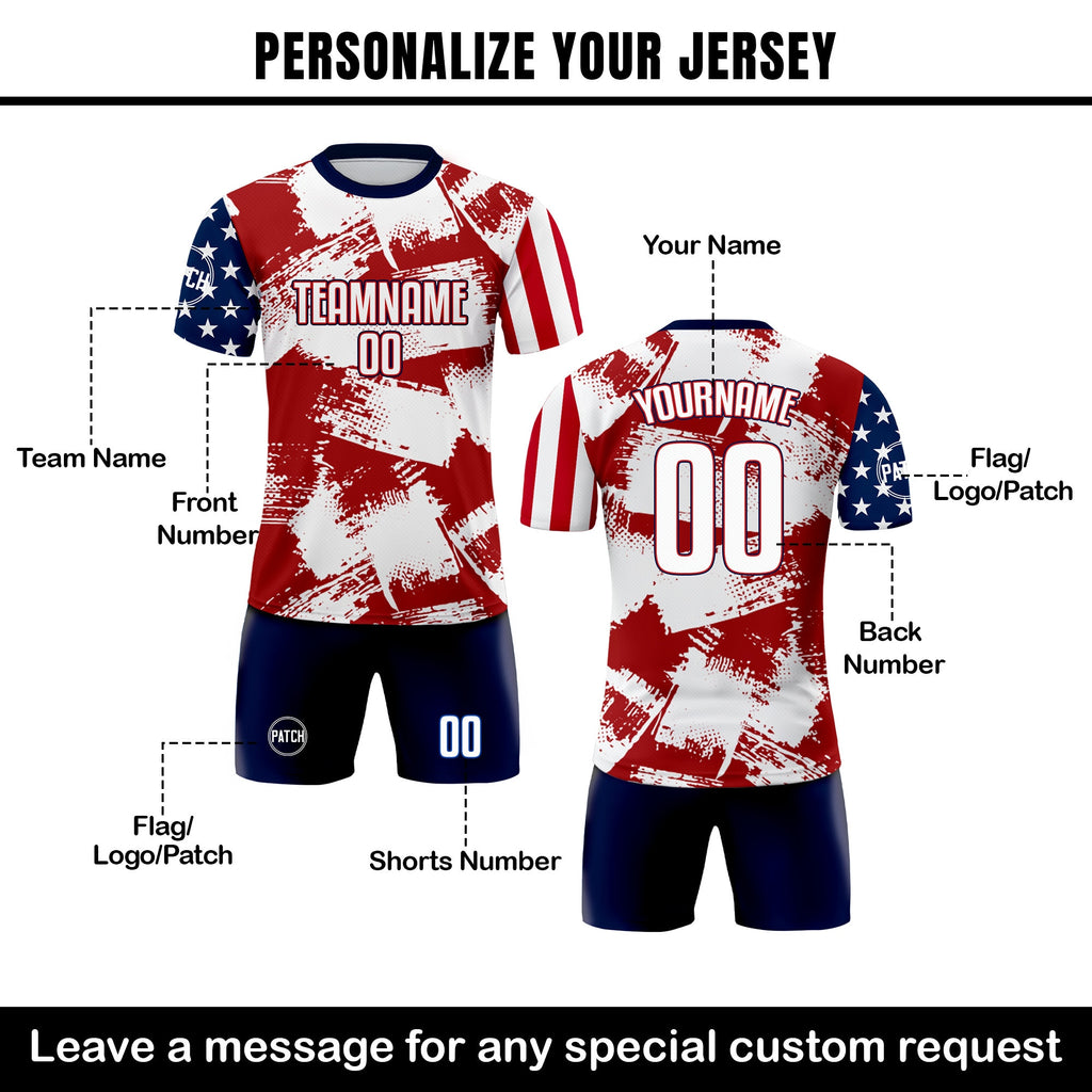 Custom USA Soccer Jersey for Men Women Youth Kid Shirt for Fans Player, Personalized Name Number Logo Jersey Uniform, National Soccer Jersey