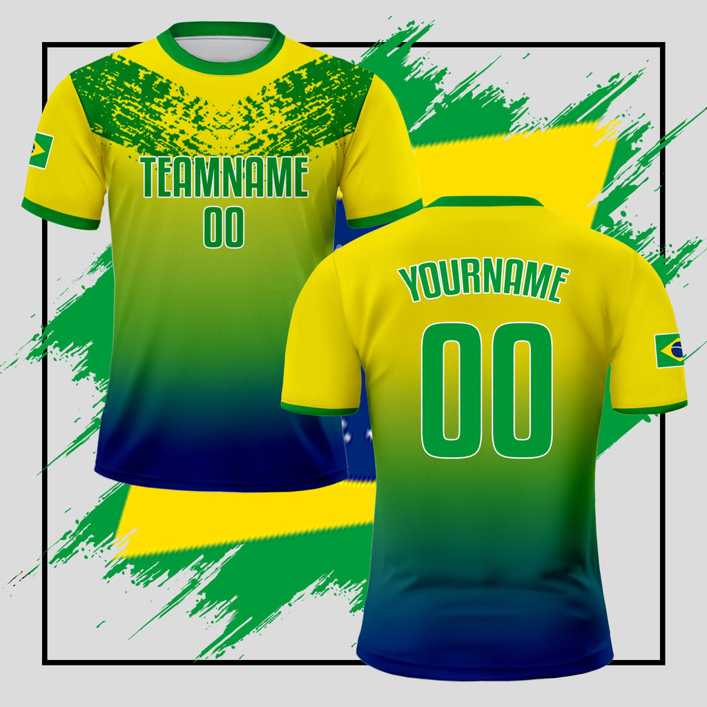 Custom Brazil Soccer Jersey for Men Women Youth Kid Shirt for Fans Player, Personalized Name Number Logo, National Team Soccer Jersey