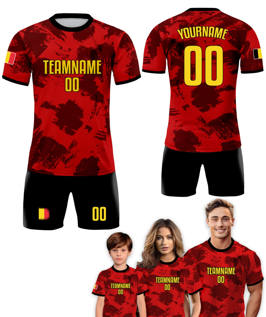 Custom Belgium Soccer Jersey for Men Women Youth Kid Uniform Shirt for Fans Player, Personalized Name Number Belgium National Soccer Jersey