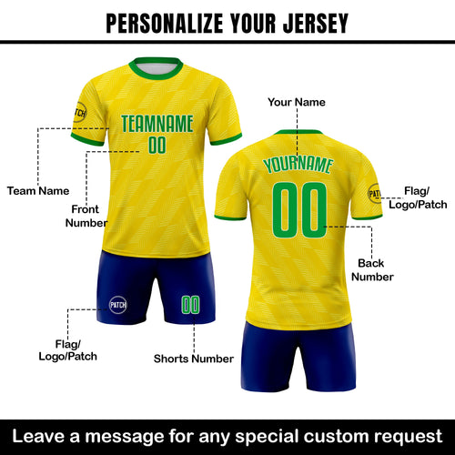 Custom Brazil Soccer Jersey for Men Women Youth Kid Shirt for Fans Player, Personalized Name Number Logo National Team Soccer Jersey for Kid