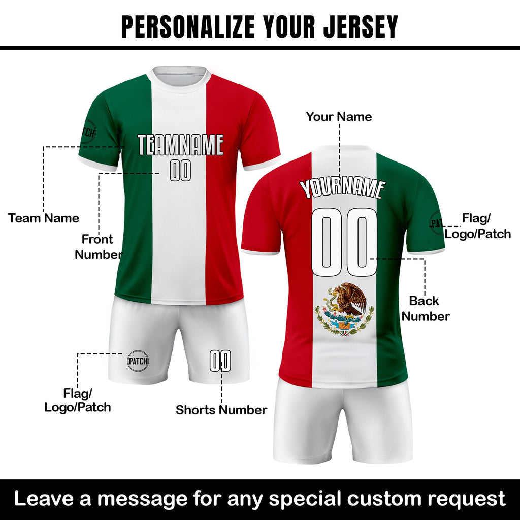 Custom Mexico Soccer Jersey for Men Women Youth Kid Uniform Shirt for Fans Player Personalized Name Number Logo National Soccer Jersey Shirt