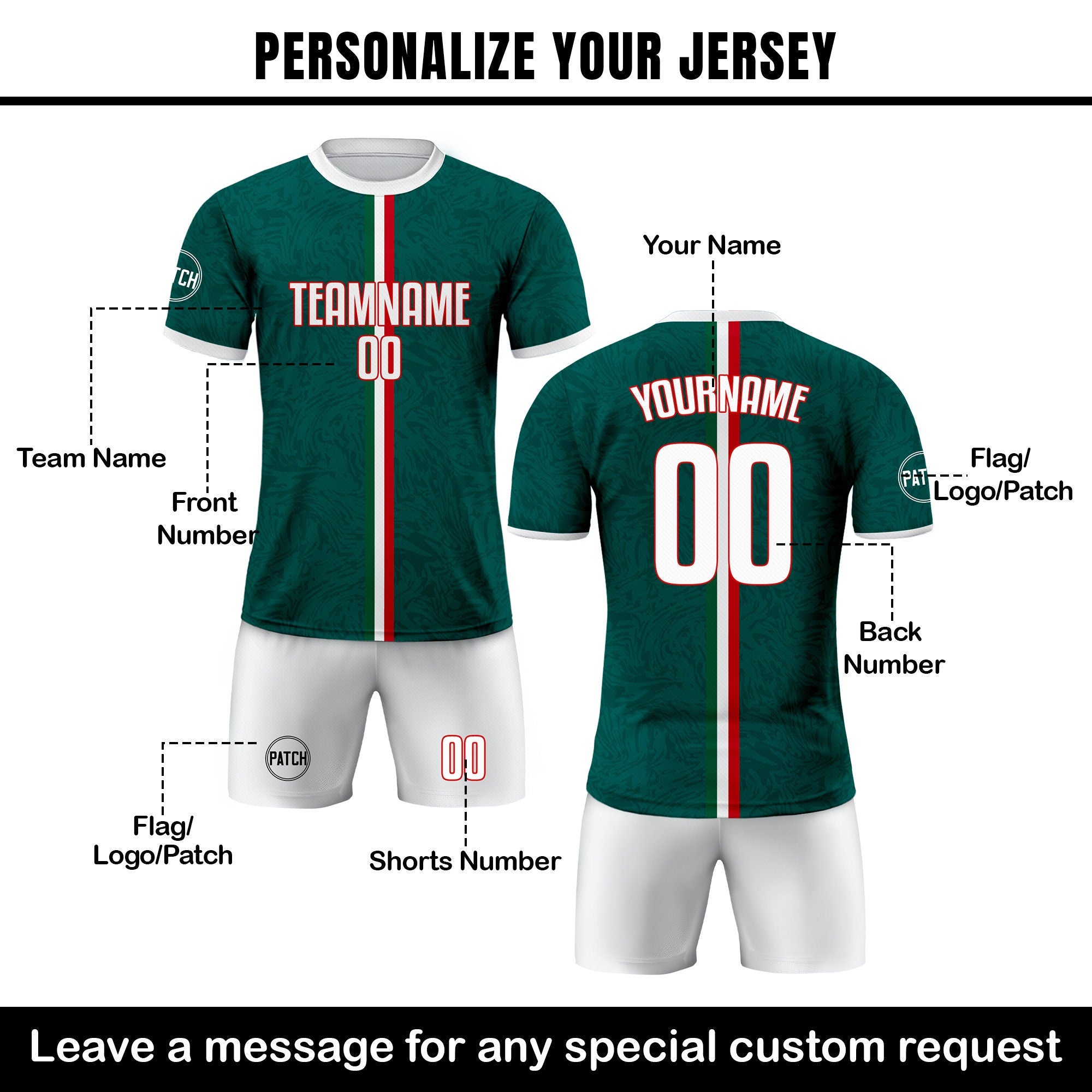 Custom Mexico Soccer Jersey for Men Women Youth Kid Uniform Shirt for Fans Player Personalized Name Number Logo National Team Soccer Jersey