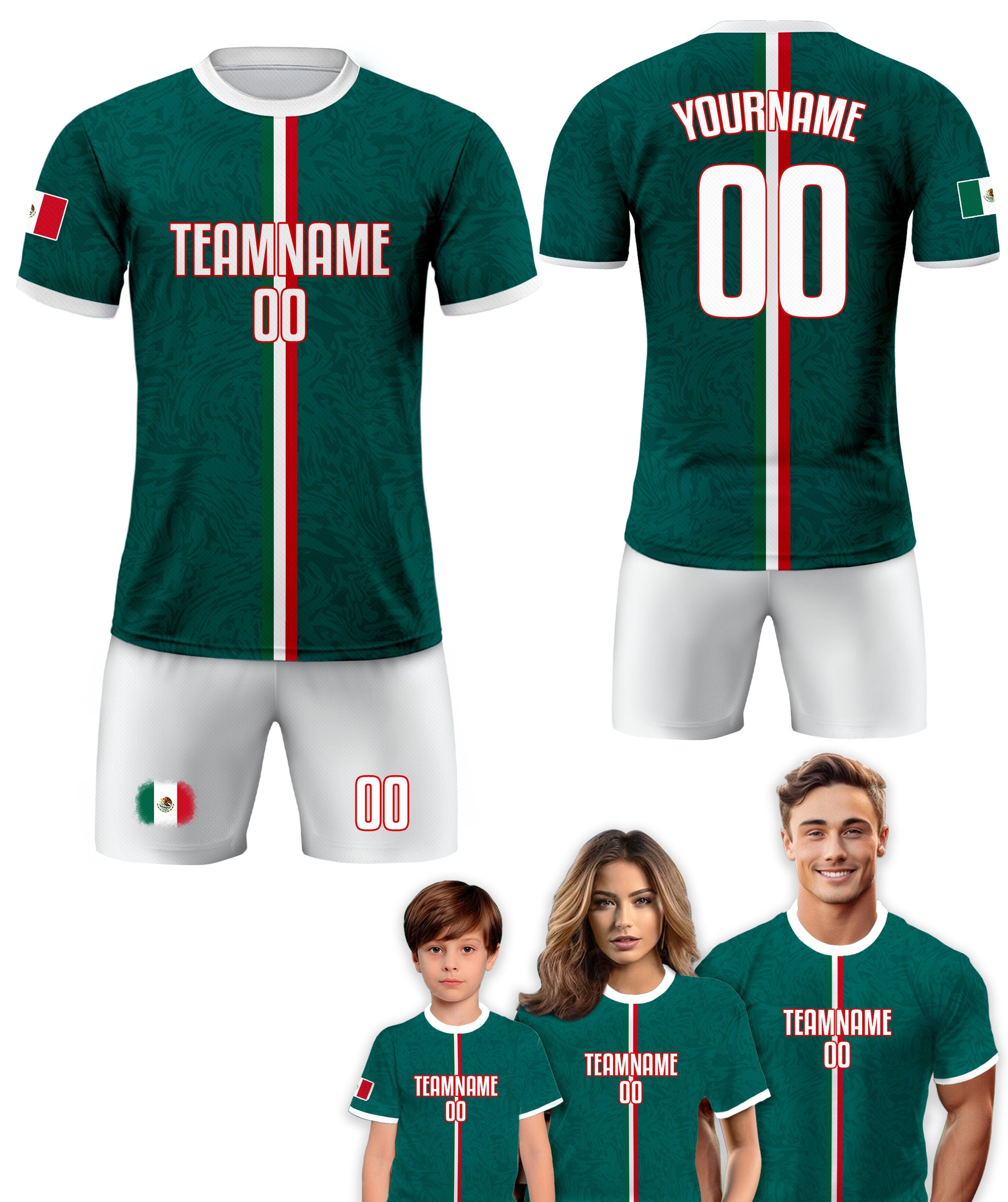 Custom Mexico Soccer Jersey for Men Women Youth Kid Uniform Shirt for Fans Player Personalized Name Number Logo National Team Soccer Jersey