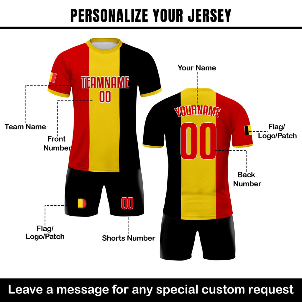 Custom Belgium Soccer Jersey for Men Women Youth Kid Uniform Shirt for Fans Player, Personalized Name Number Belgium National Soccer Jersey