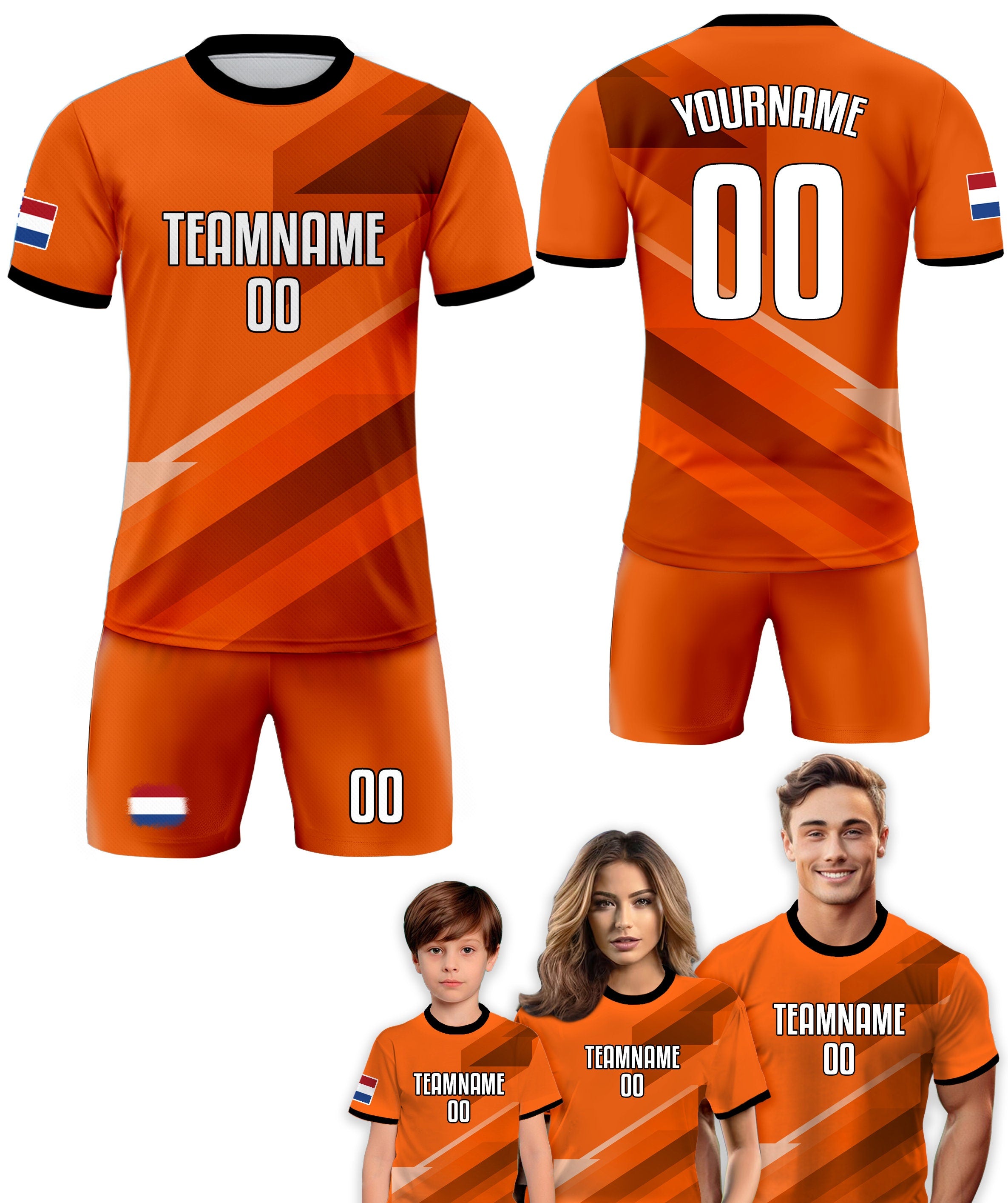 Custom Netherlands Soccer Jersey for Men Women Youth Kid Uniform for Fans Player Personalized Name Number Logo National Team Soccer Jersey
