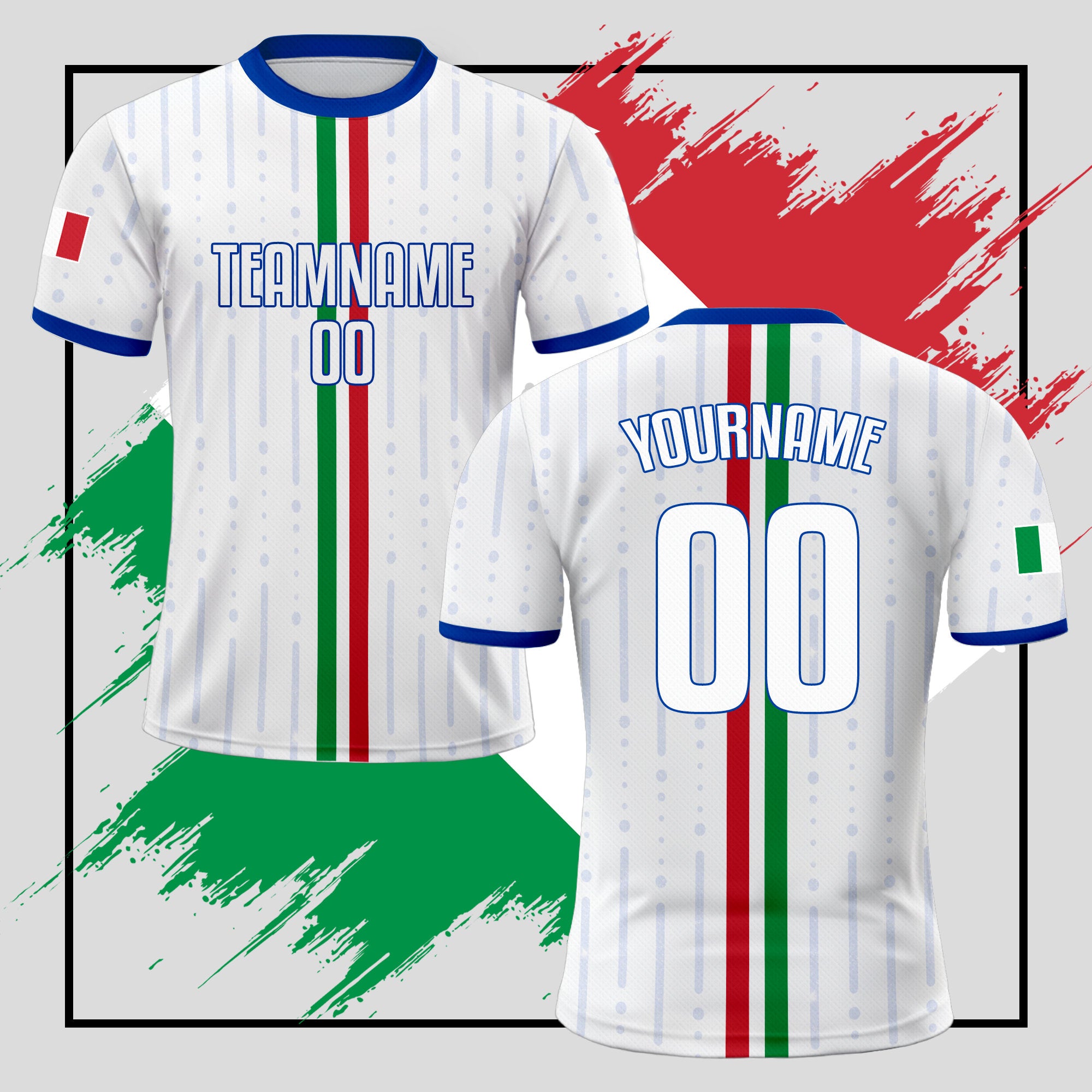 Custom Italia Soccer Jersey for Men Women Youth Kid Uniform Shirt for Fans Player Personalized Name Number Logo Italy Team Soccer Jersey