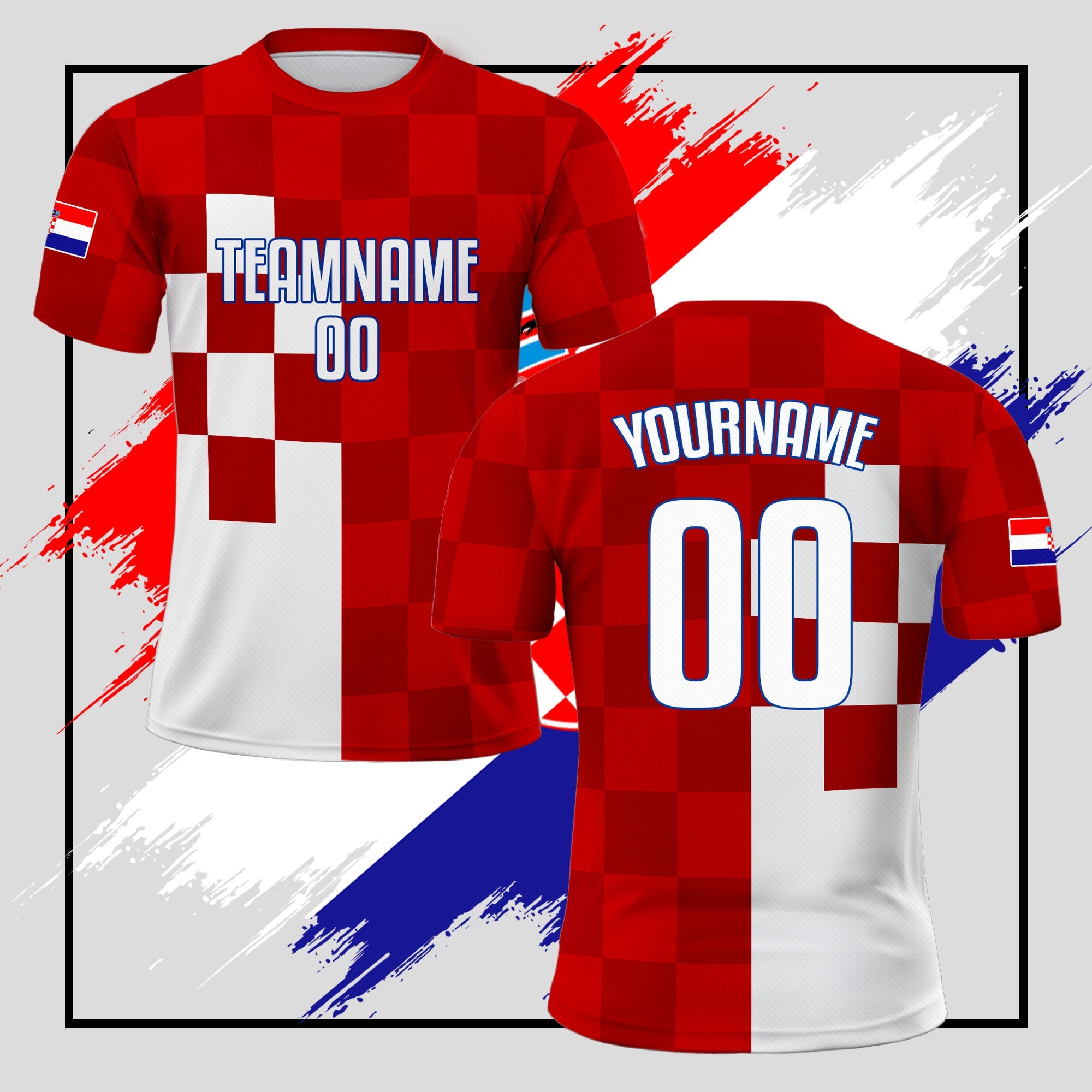 Custom Croatia Soccer Jersey for Men Women Youth Kid Uniform Shirt for Fan Player Personalized Name Number Logo National Team Soccer Jersey