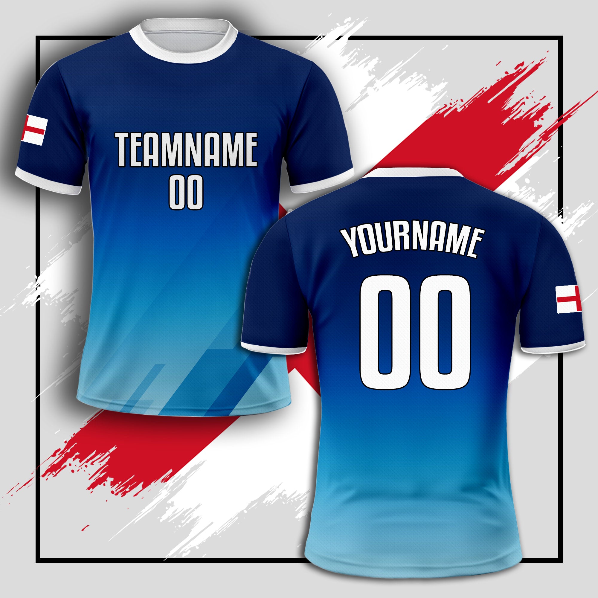Custom England Soccer Jersey for Men Women Youth Kid Uniform Shirt for Fan Player, Personalized Name Number Logo National Team Soccer Jersey