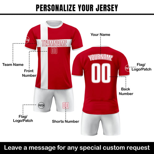 Custom Denmark Soccer Jersey for Men Women Youth Kid Uniform Shirt for Fan Player, Personalized Name Number Logo National Team Soccer Jersey
